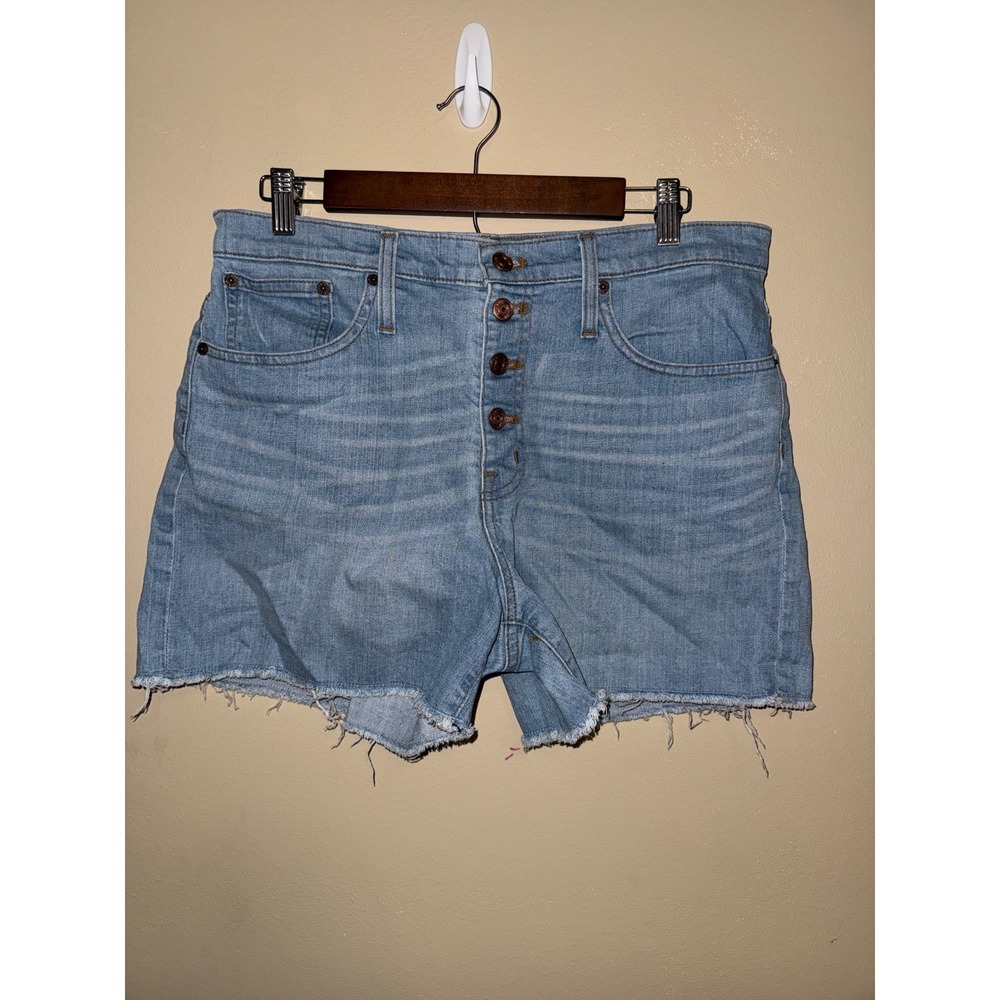 J.Crew Denim High Rise Button Fly Raw Hem Jean Shorts Light Wash Women 30 Boho